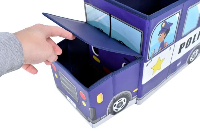 Taburetka v tvare policajného auta modrá