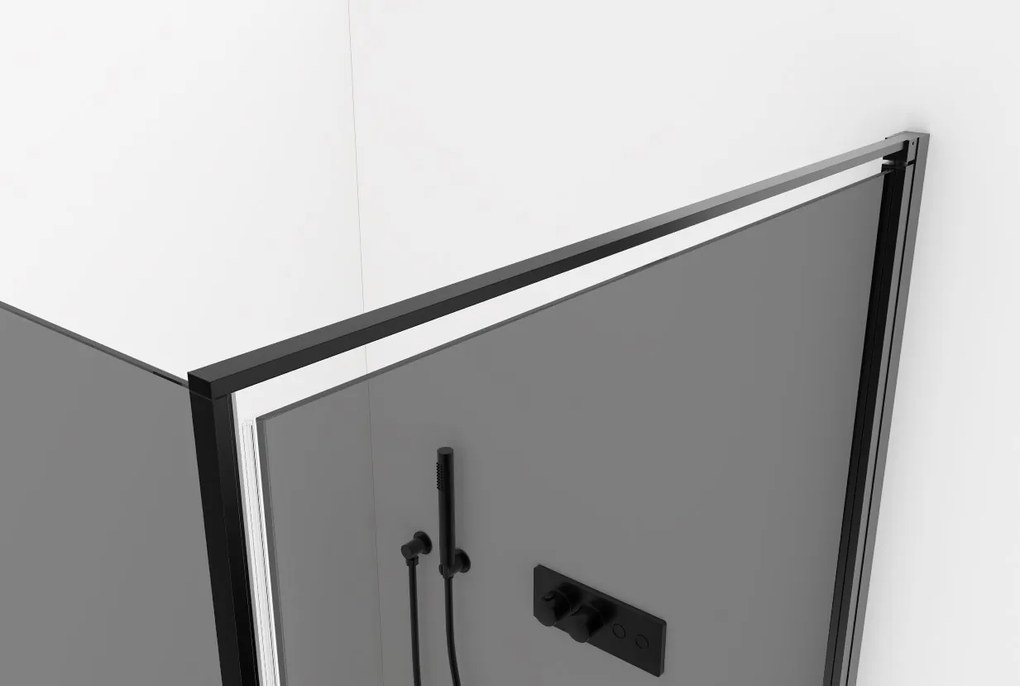 CERANO - Sprchovací kút Porte Ľ/P - 8 mm - čierna matná, grafitové sklo - 90x80 cm - krídlový, CER-CER-8050BD7494