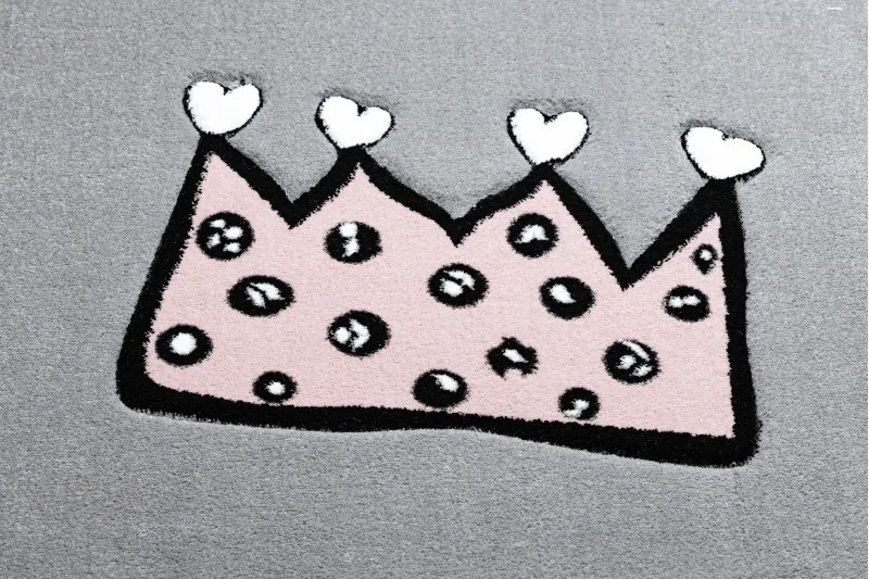 Dywany Łuszczów, Detský kusový koberec Petit Cat crown grey, 140x190, šedá, detská izba