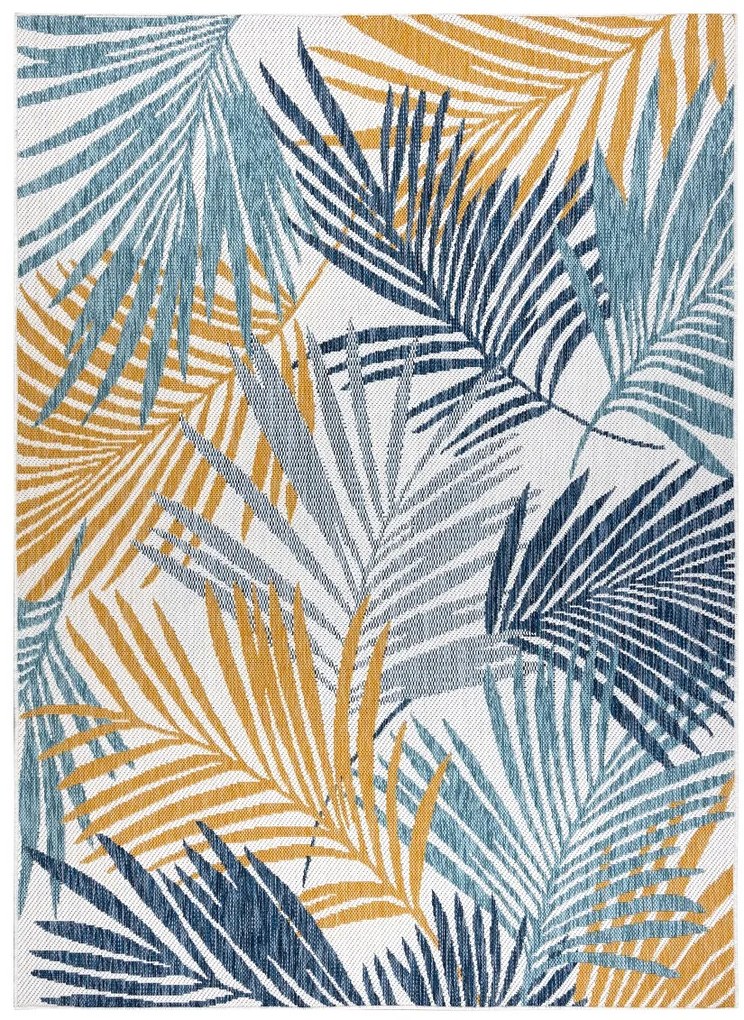 Dywany Łuszczów Kusový koberec Cooper Sisal Palm leaves 22258 ecru/navy – na von aj na doma - 160x220 cm