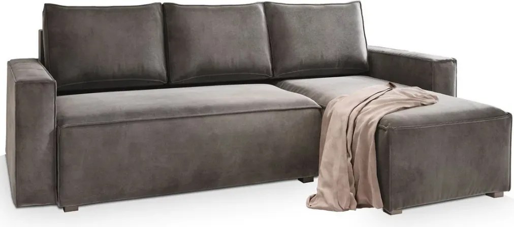 AKCIA Sivá tmavá rozkladacia rohová pohovka CAVELO, obojstranná II. akosť