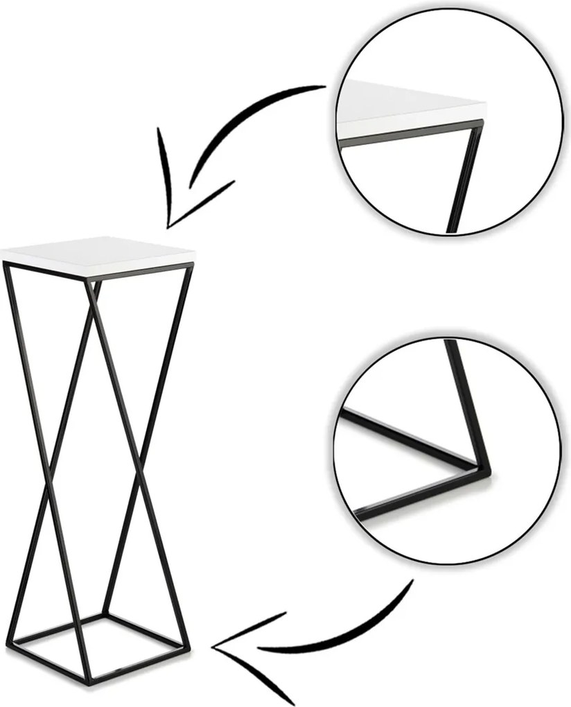 STOJAN NA KVETINÁČ LOFT7 70X24X24 CM ČIERNA/BIELA