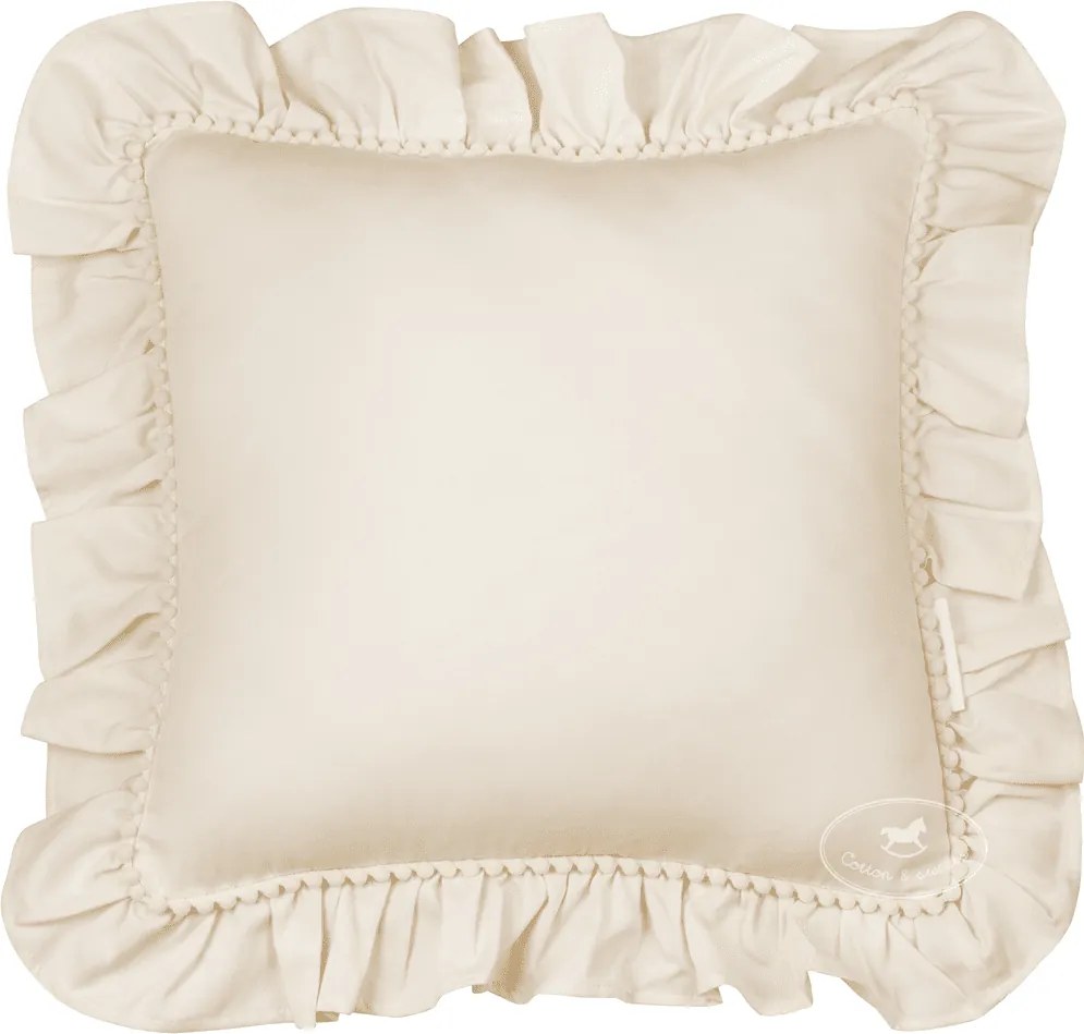 Boho vankúš s volánom a bublinkami vanilka 40x40cm