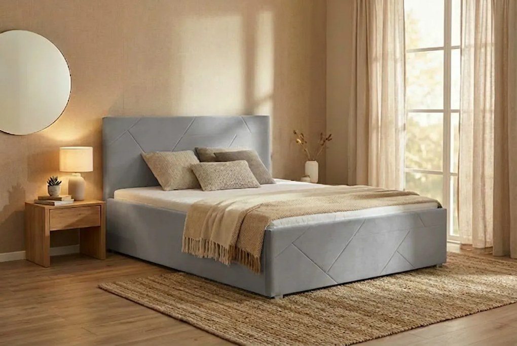 Postel TONY 160x200 cm Svetlosivá S matracom