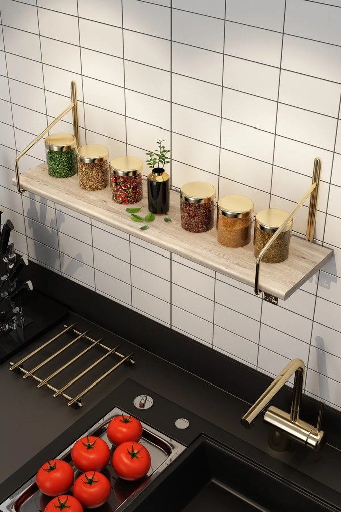 Kuchynská polica DUVAR 60 cm zlatá