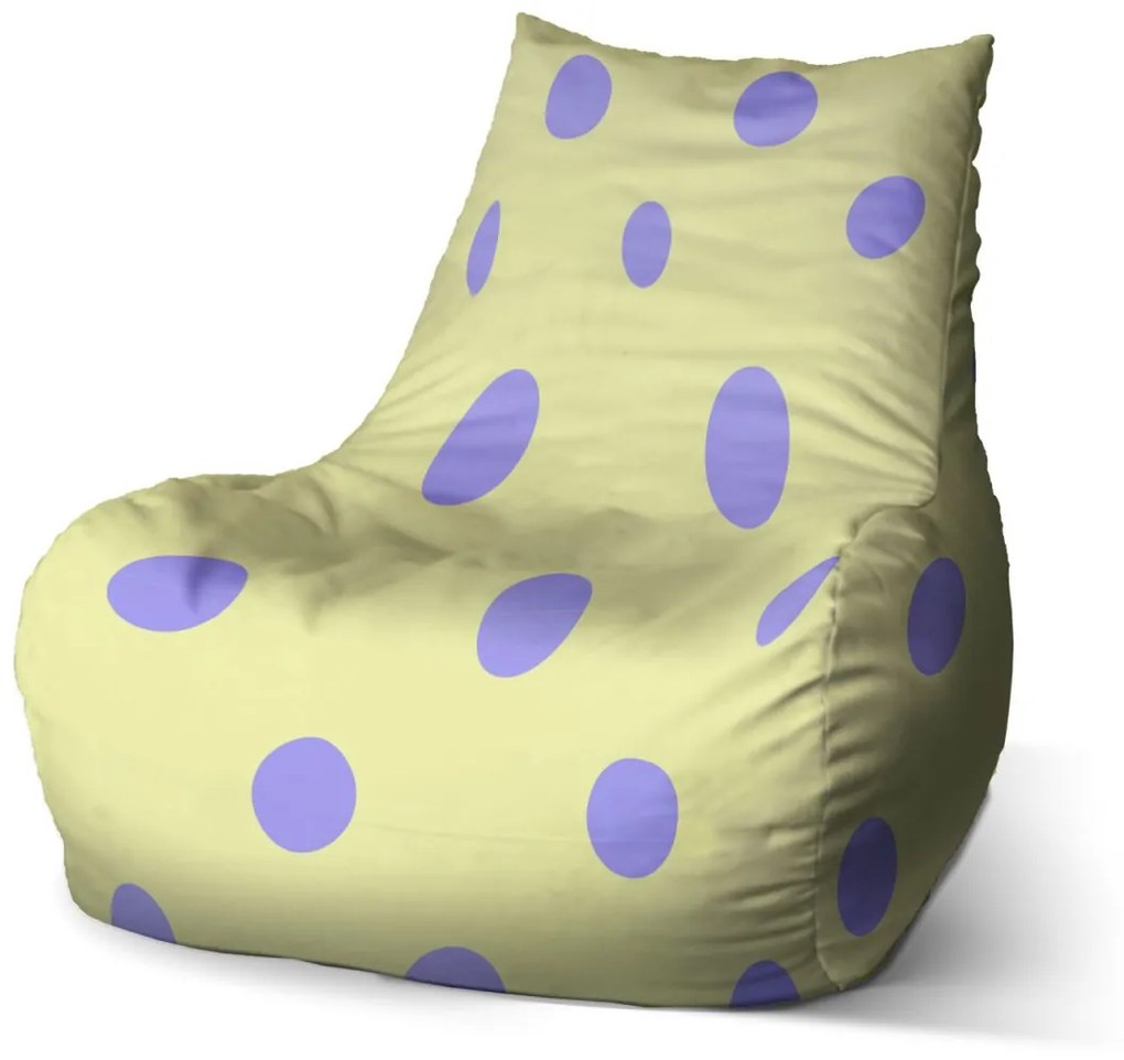 Sablio Sedací vak Bean Fialové bodky - 100 x 90 x 45 cm