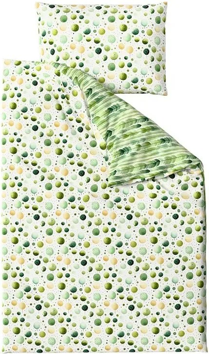 Sada krepových obliečok GREEN TREES POLY zelené + plachta Jersey 180 x 200 cm biele, dvojlôžko