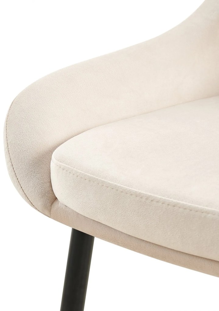 Jedálenská stolička Elmira - zamat, čierny rám - Krémová