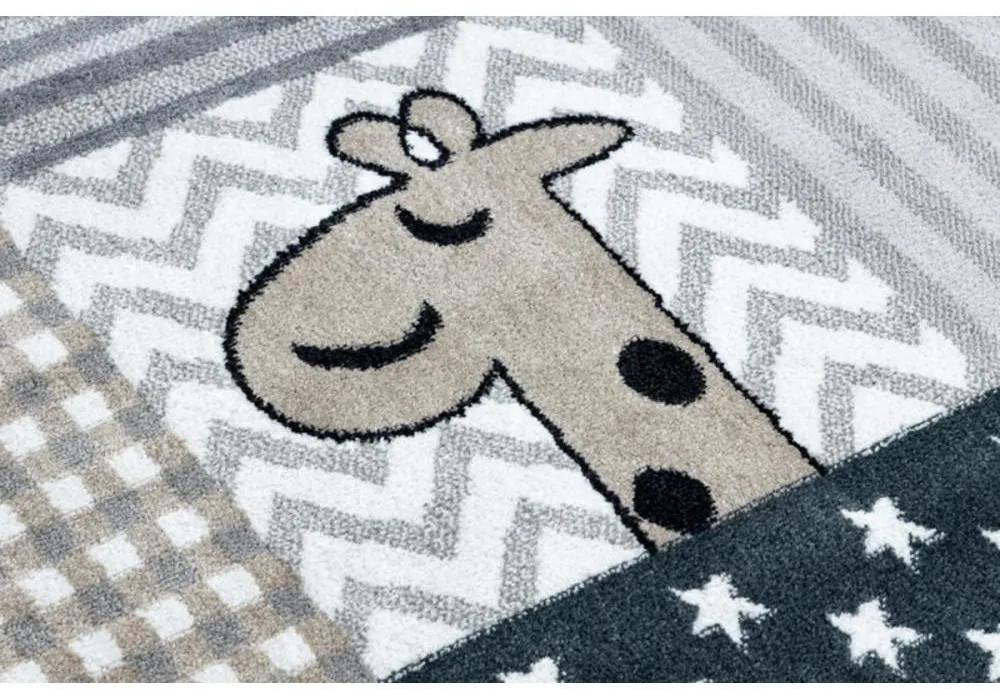 Detský kusový koberec Zvieratka sivý 280x370cm