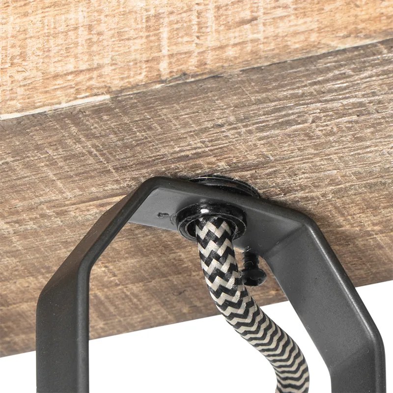 Rustikálne bodové svietidlo čierne s drevom 3-svetlo nastaviteľné - Jelle