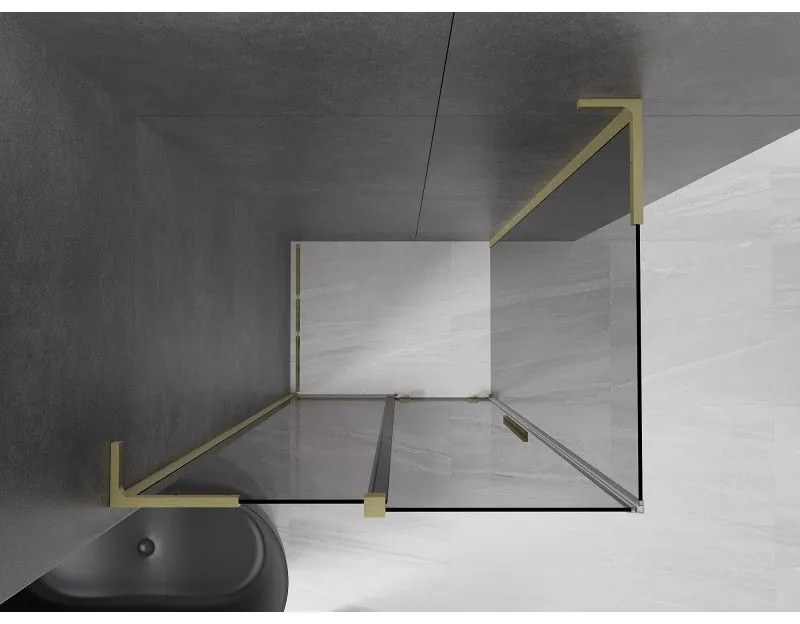 Mexen Velar L, sprchový kút s posuvnými dverami 100 x 90 cm, 8mm šedé sklo, zlatá matná, 871-100-090-43-55