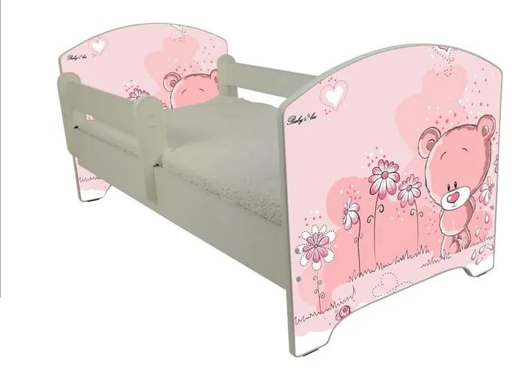 Raj posteli Detská posteľ "medvedík ružový" biela