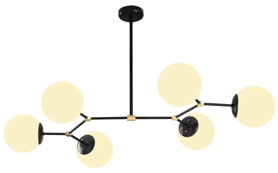 Čierne závesné svietidlo so skleneným tienidlom Damar – Opviq lights