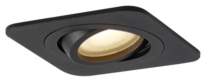 Sada 6 zaoblených zapustených bodových svetiel čierna GU10 50 mm otočné a naklápacie IP44 - Alberto