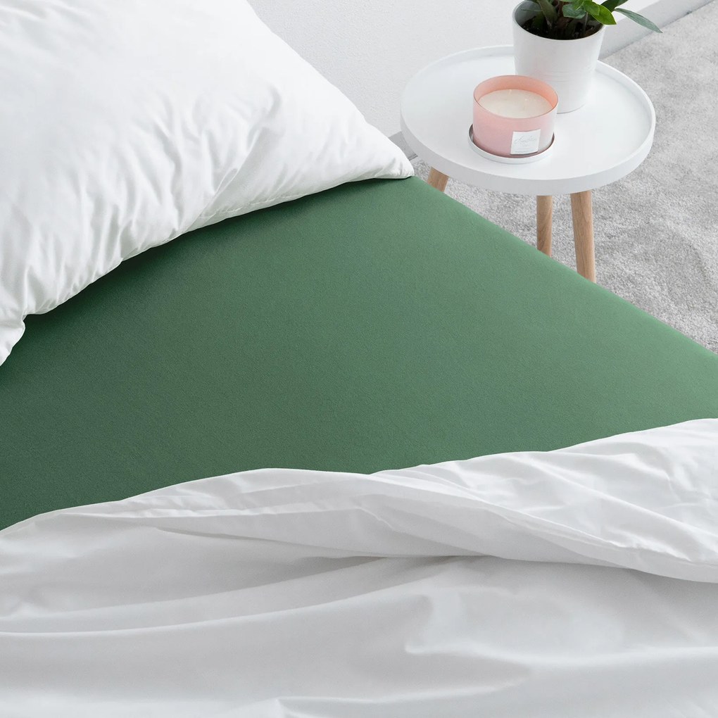 Goldea plachta jersey s napínacou gumou - tmavo zelená 200 x 220 cm