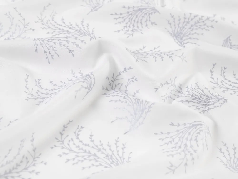 Biante Dekoračný záves Sofia SF-009 Strieborné vetvičky na bielom 150x150 cm