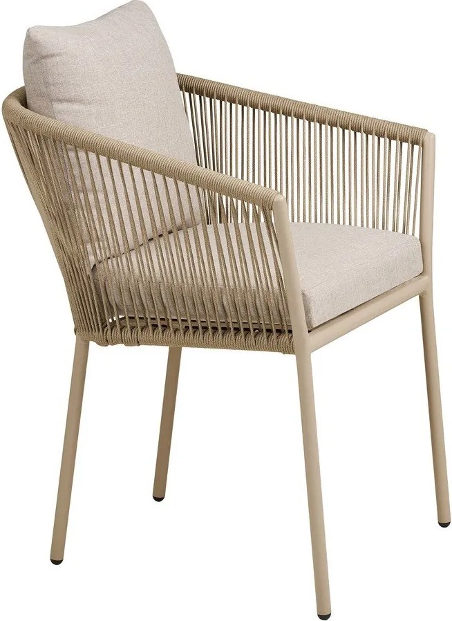 Béžová kovová/polstrovaná záhradná stolička Salerno – House Nordic