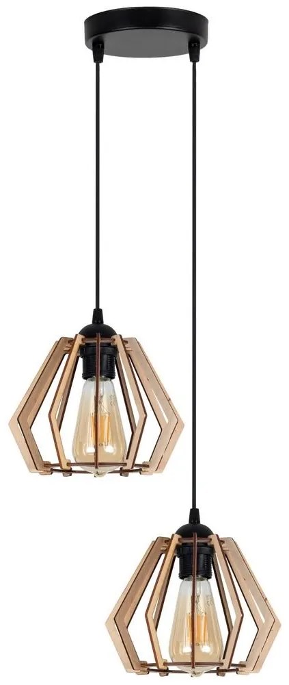 Luster na lanku BERGO 2xE27/60W/230V čierna