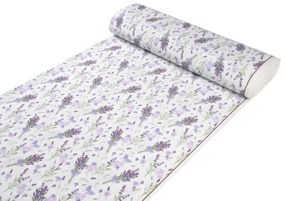 Biante Dekoračný obdĺžnikový obrus PML-085 Vetvičky levandúľ na bielom 80x120 cm