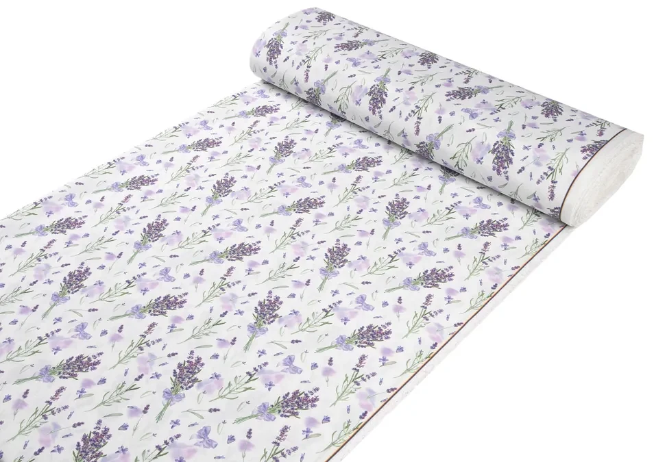 Biante Dekoračný štvorcový obrus PML-085 Vetvičky levandúľ na bielom 70x70 cm