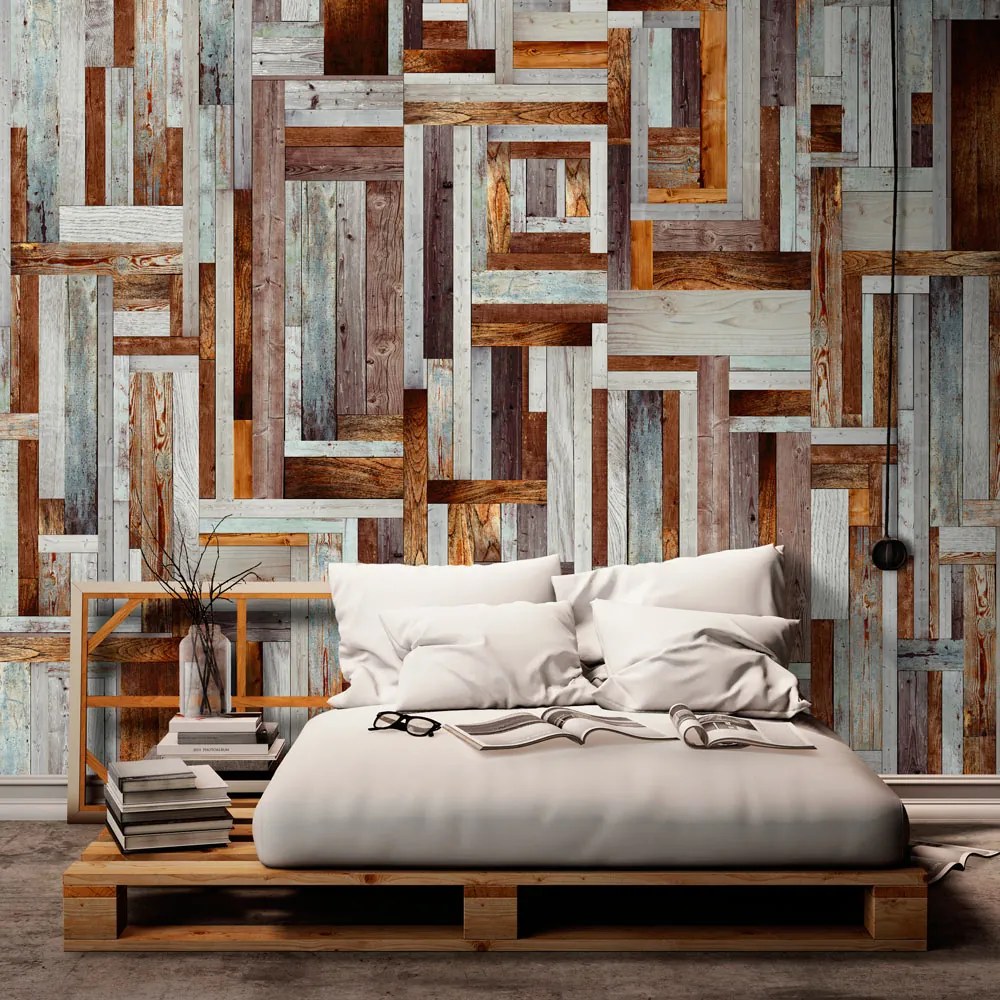 Tapeta Bimago - Labyrinth of wooden planks + lepidlo zadarmo rolka 50x1000 cm