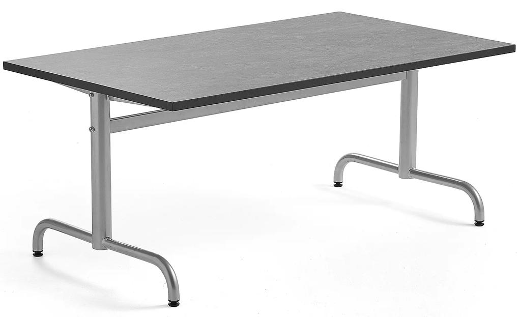Stôl PLURAL, 1400x800x600 mm, linoleum - tmavošedá, strieborná