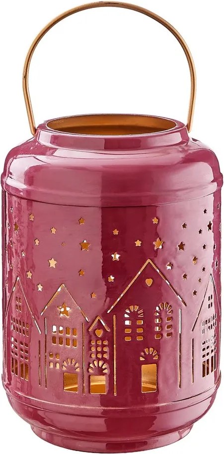 COZY HOME Lampáš kovový 23 cm - tm. ružová