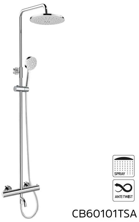 Mereo, Termostatická nástenná vaňová batéria s hadicou,ručnou a tanierovou kulatou sprchou O 220 mm, MER-CB60101TSA