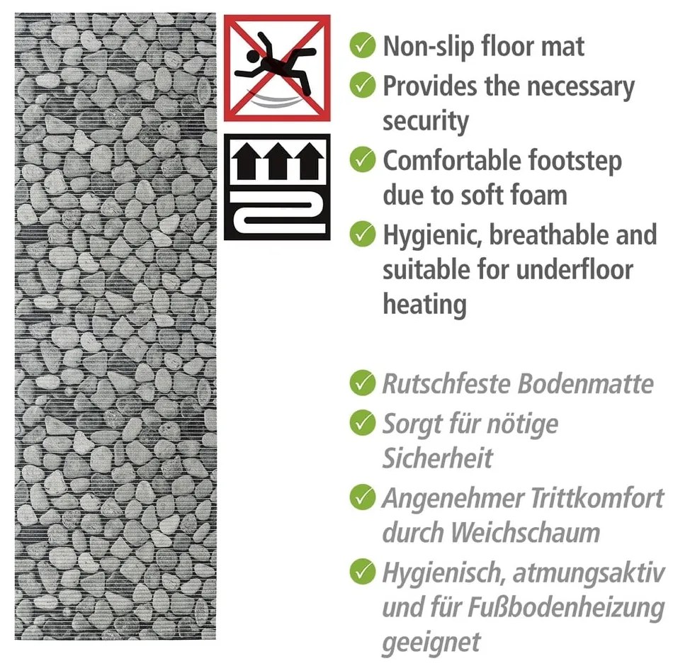 Sivá plastová kúpeľňová predložka 65x200 cm Sassi – Wenko