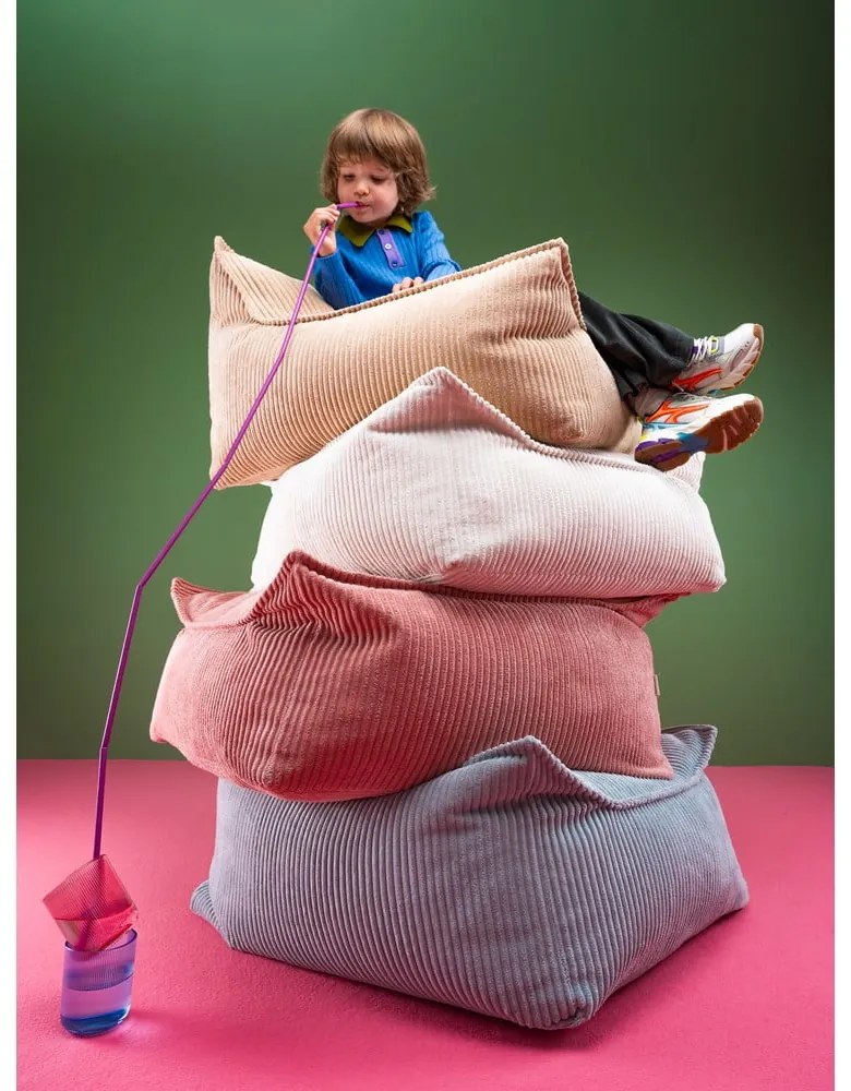 Krémový menčestrový detský sedací vak Square – Wigiwama