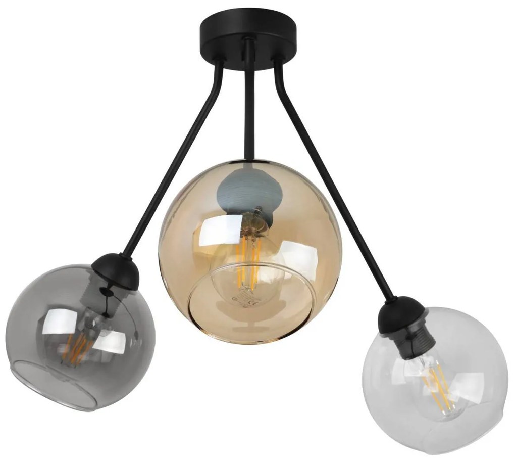 Stropné svietidlo Haga Trio, 3x sklenené tienidlo (mix 3 farieb)