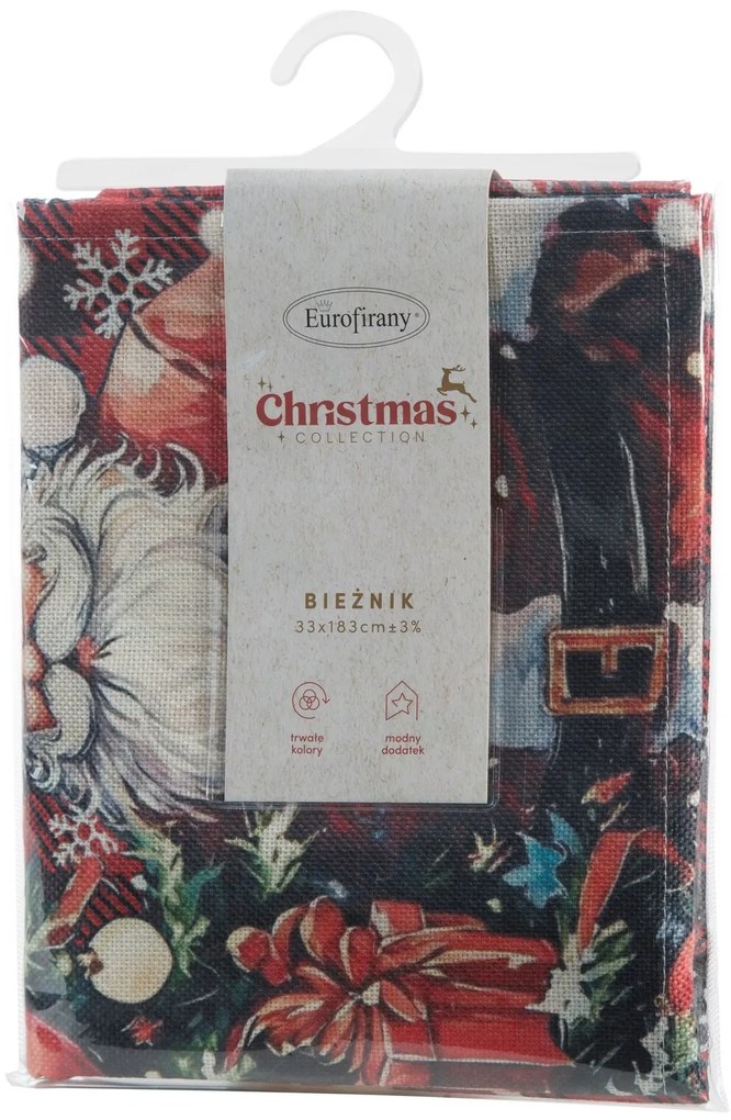 VIANOČNÝ BEHÚŇ NA STÔL SANTA CLAUS 33X183 CM VZOROVANÝ