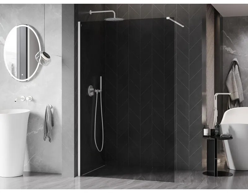 Mexen, Mexen Kioto-X sprchová stena 100 x 200 cm, grafit 10 mm, biela - 800-100-101-20-40-X