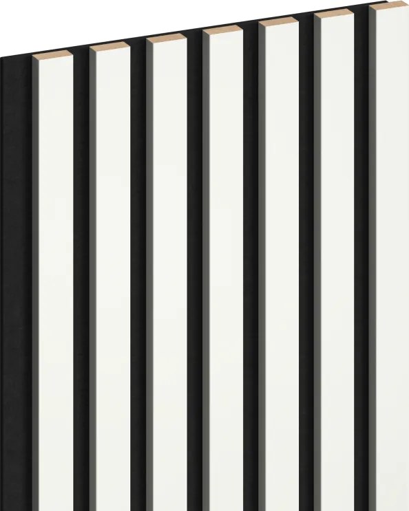 Mexen Lam-F, akustické stenové lamely 275 × 31,5 cm, filc 6 mm, biela lesklá, S105-275317-2812-054