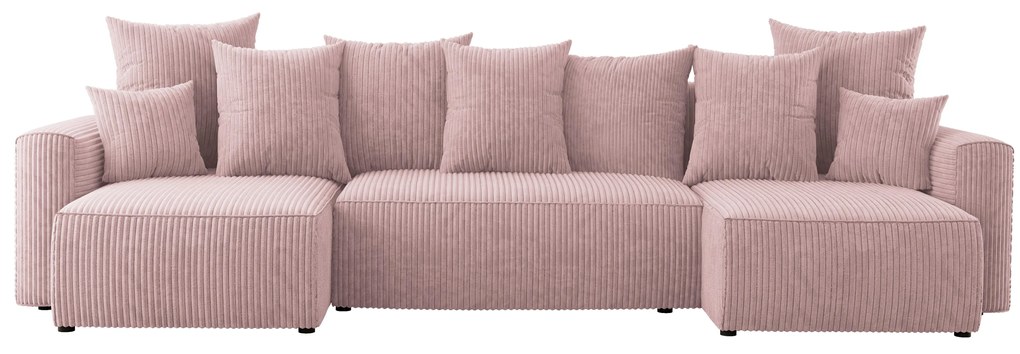 Rohová sedačka Denia U (púdrovo ružová). Akcia -20%. Vlastná spoľahlivá doprava až k Vám domov. 1133147