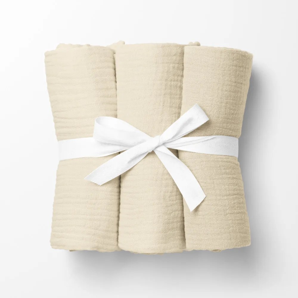 Biante Mušelínová plienka/dečka Nature MSN-083 Krémová - ZVÝHODNENÁ SADA 3 KS 70x70 cm - Sada 3 ks