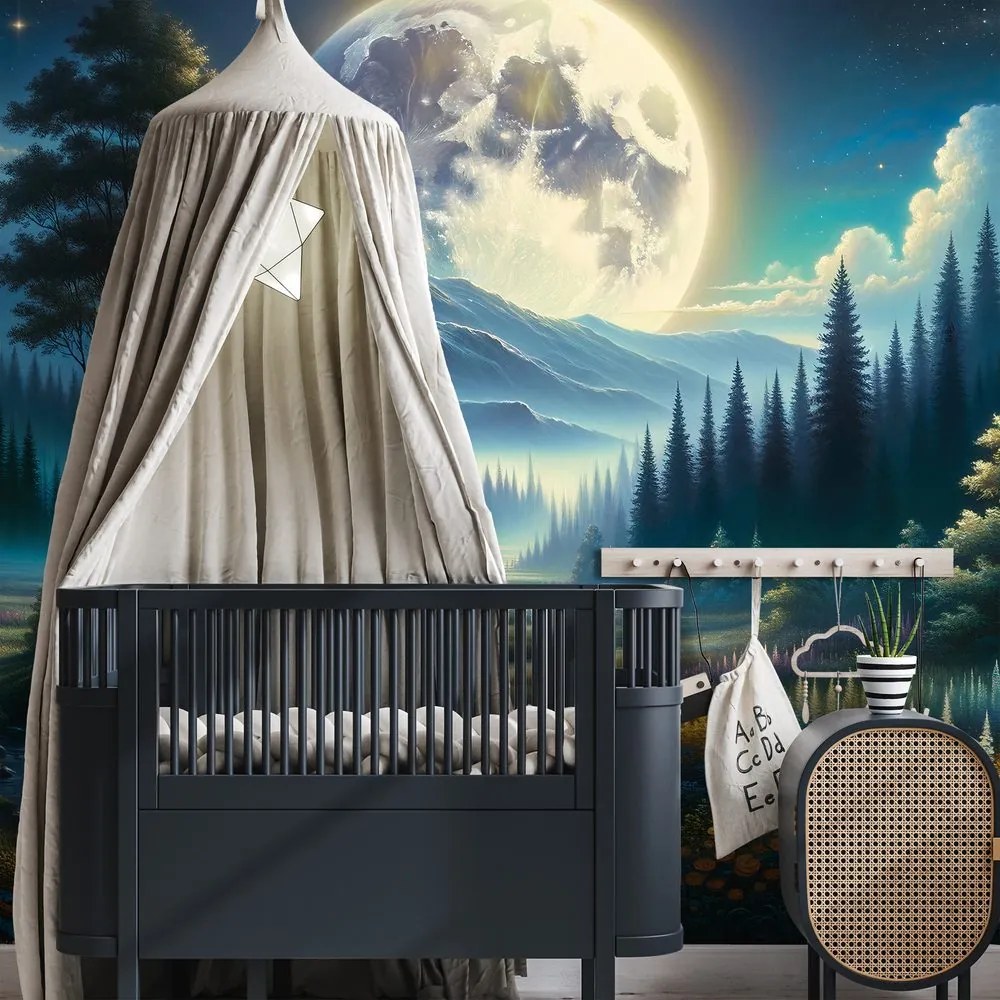 Tapeta čarovná nočná krajina s mesiacom