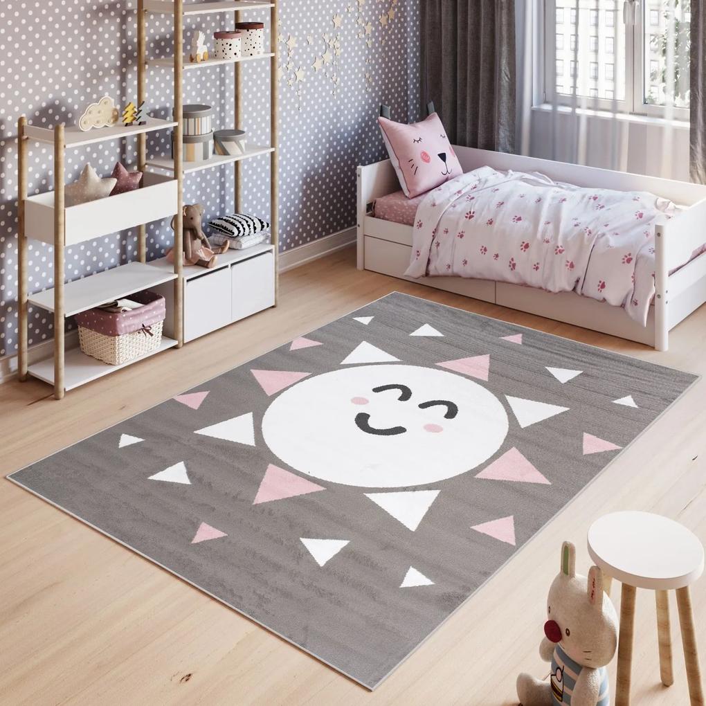Detský koberec PINKY Sun sivý - 80x150 cm | BIANO