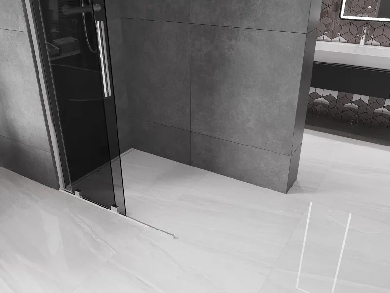 Mexen Velar, sprchová zástena s posuvnými dverami Walk-in 85 x 200 cm, 8mm šedé sklo, chrómová, 871-085-000-43-01
