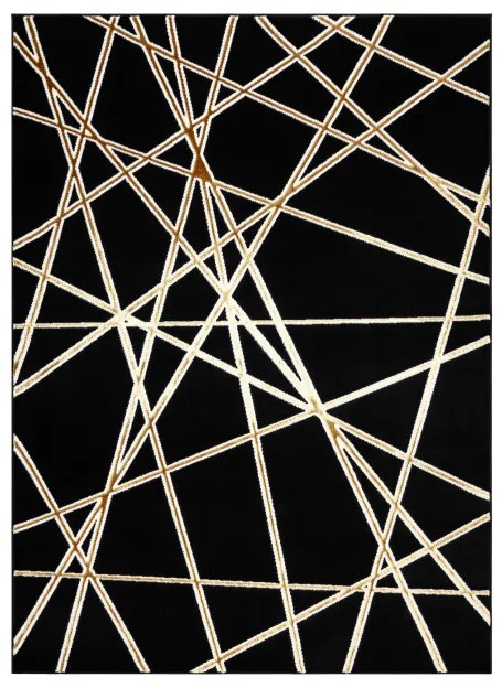 Koberec ALLURE 1964 geometrický / štruktúrovaný / glamour, čierny / zlatý