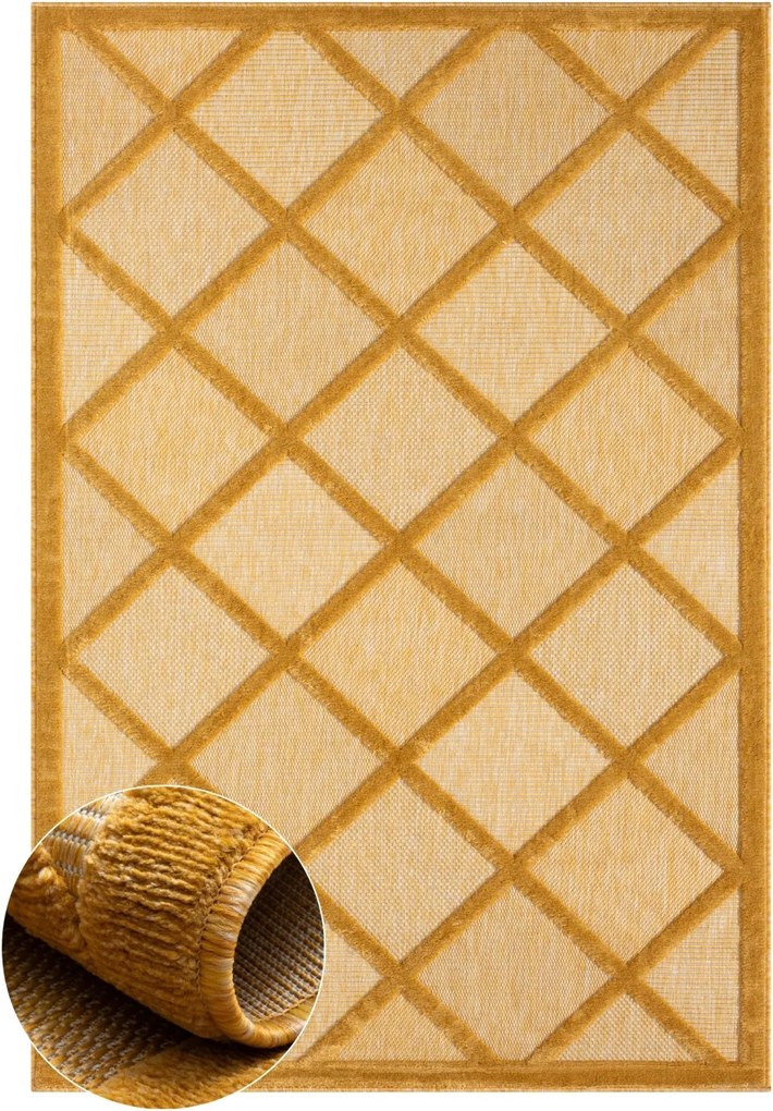 My Flair, Kusový koberec Mara III gelb – na von aj na doma, 80x150, žltá, chodba / predsieň