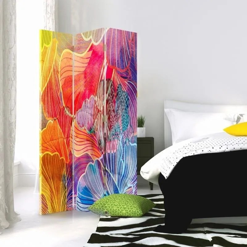 Gario Paraván Farebné abstraktné listy Rozmery: 180 x 170 cm, Prevedenie: Klasický paraván