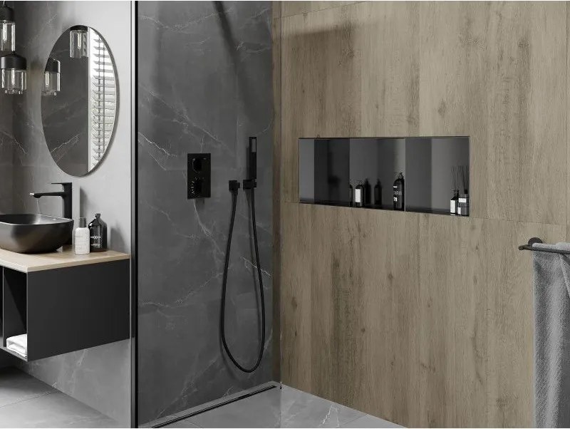 Mexen X-Wall-NR, polica na zapustenie bez príruby 90 x 30 cm, grafitová matná - 19E1903010S