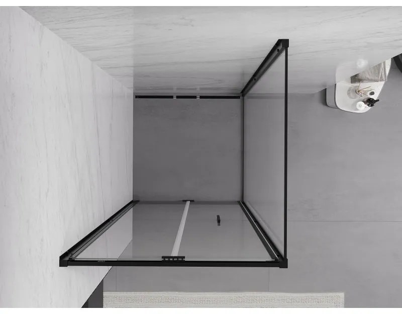Mexen Exo, sprchovací kút so skladacími dverami 85 x 85 cm, 6mm číre sklo, čierny profil, 816-085-085-70-00