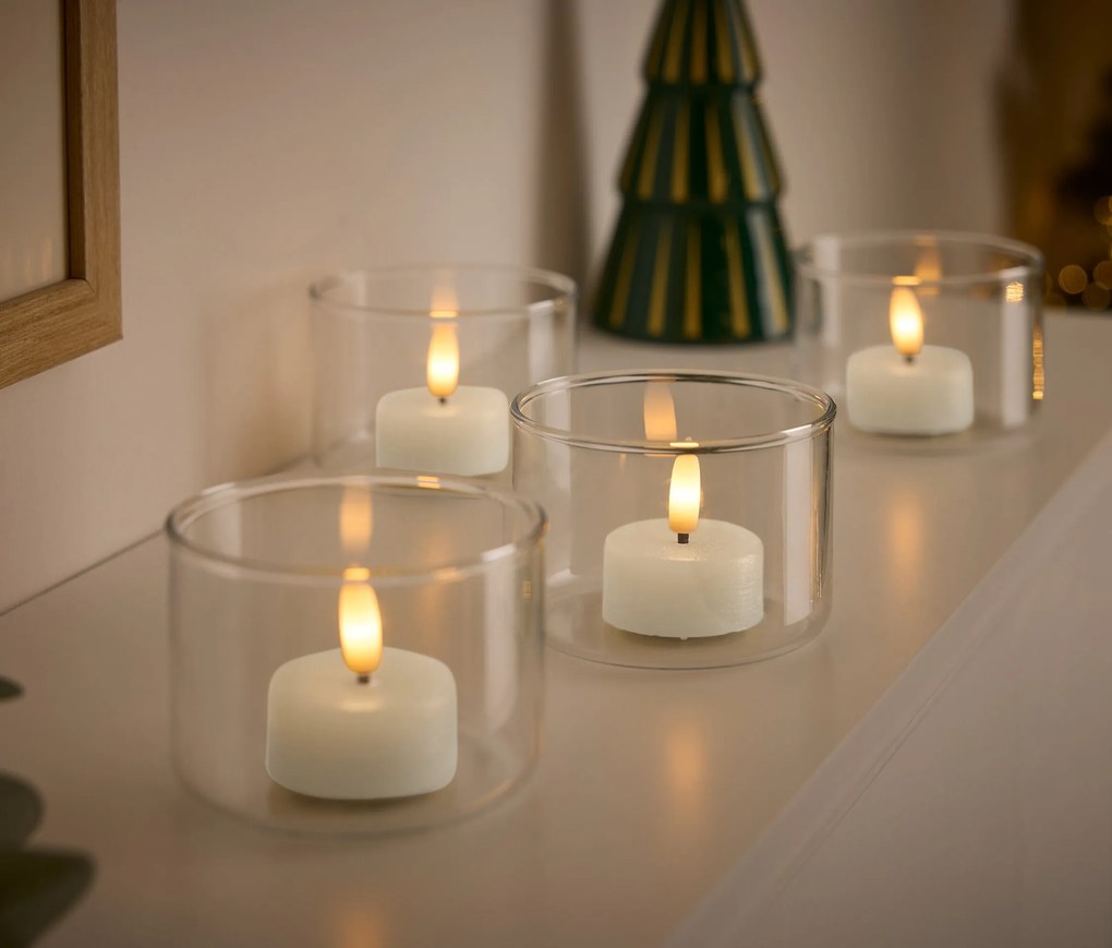 LED čajové sviečky z pravého vosku, 4 ks