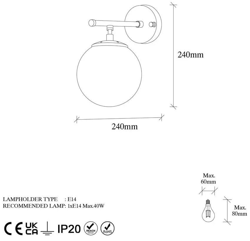 Biele/v mosadznej farbe nástenné svietidlo Roe – Opviq lights