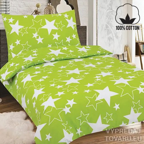 STARS 140 x 200 cm zelená bavlnené obliečky