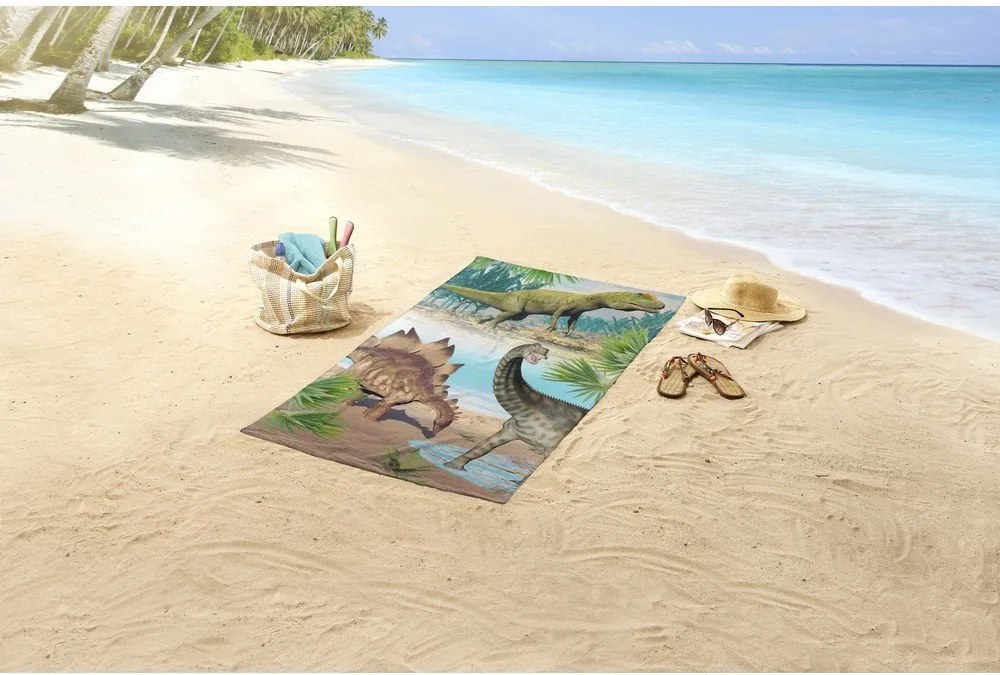 Detská zamatová plážová osuška 75x150 cm Dino – Good Morning