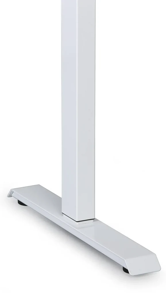 Výškovo nastaviteľný stôl, 160x80 cm, 1 motor, zaoblené rohy, biela podnož, sivá