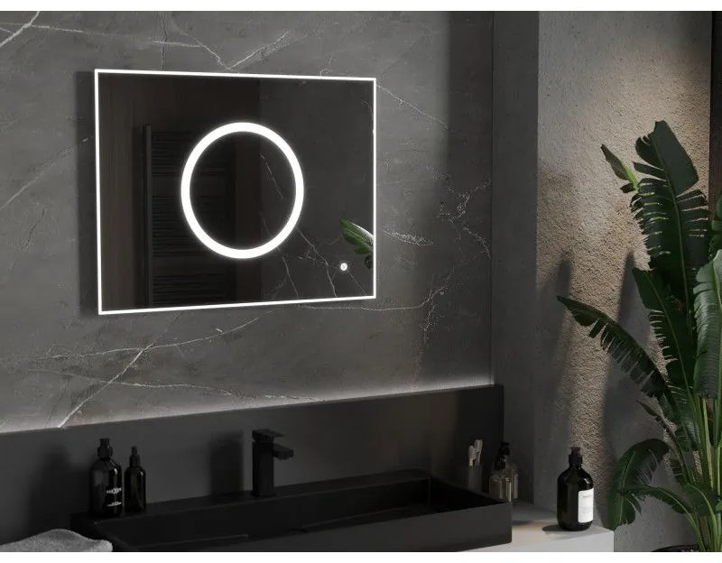 Mexen Koga, LED kúpeľňové zrkadlo s podsvietením 80 x 60 cm, 6000K, ochrana proti zahmlievaniu, 9821-080-060-611-00